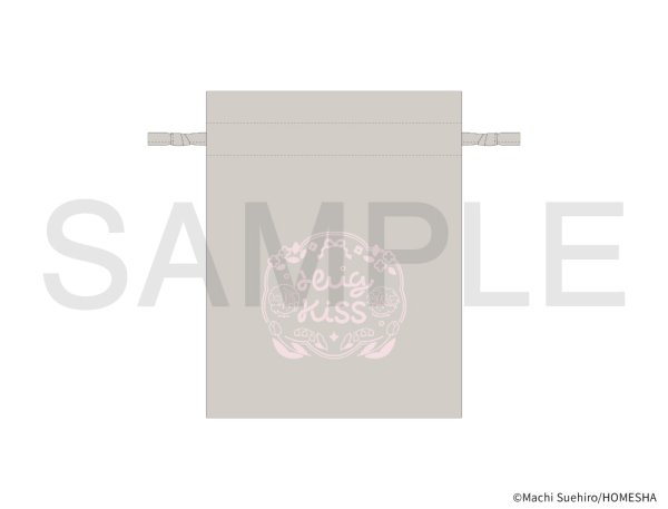 画像1: 末広マチ先生×COLLABOCAFEHONPO BLANC 2025 巾着ポーチ(ちぐはぐなキス) (1)