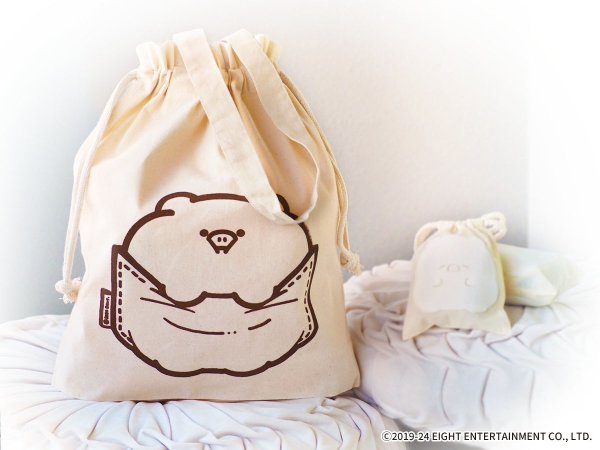 画像1: ぽてぽてこぶたちゃん 巾着トート(癒しのもふもふ展2024) (1)